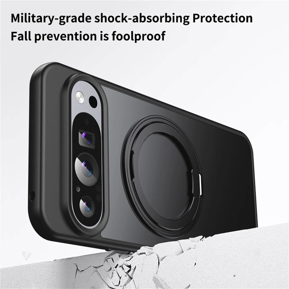 360°Rotating Stand Magnetic Phone Case For Google Pixel 10 9 8A 8 Pro XL Luxury Metal Folding Bracket Shockproof Protector Cover