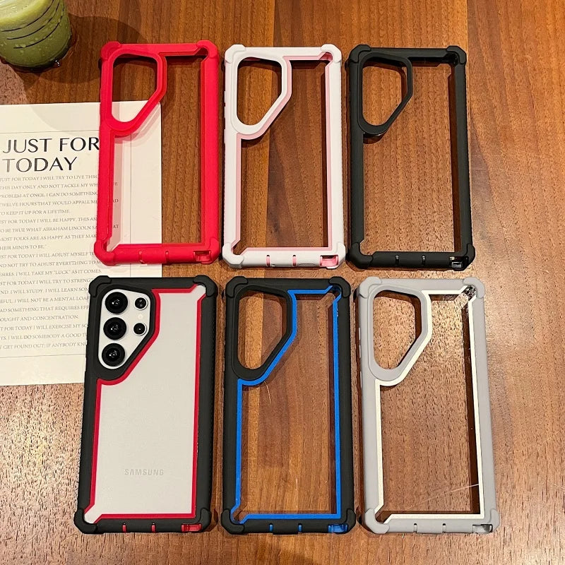 Armor Shockproof Case For Samsung S25 S24 S23 FE S22 S21 Ultra Plus FE A56 A55 A54 A36 A35 A16 A06 Note20 Ultra Plus Clear Cover