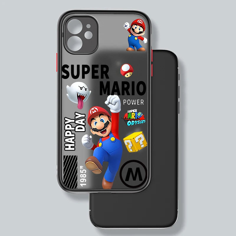 Childhood M-Marios Brave Game Frosted Translucent For Apple iPhone 16 15 14 13 12 11 XS XR X Pro Max Plus Mini Cover Phone Case
