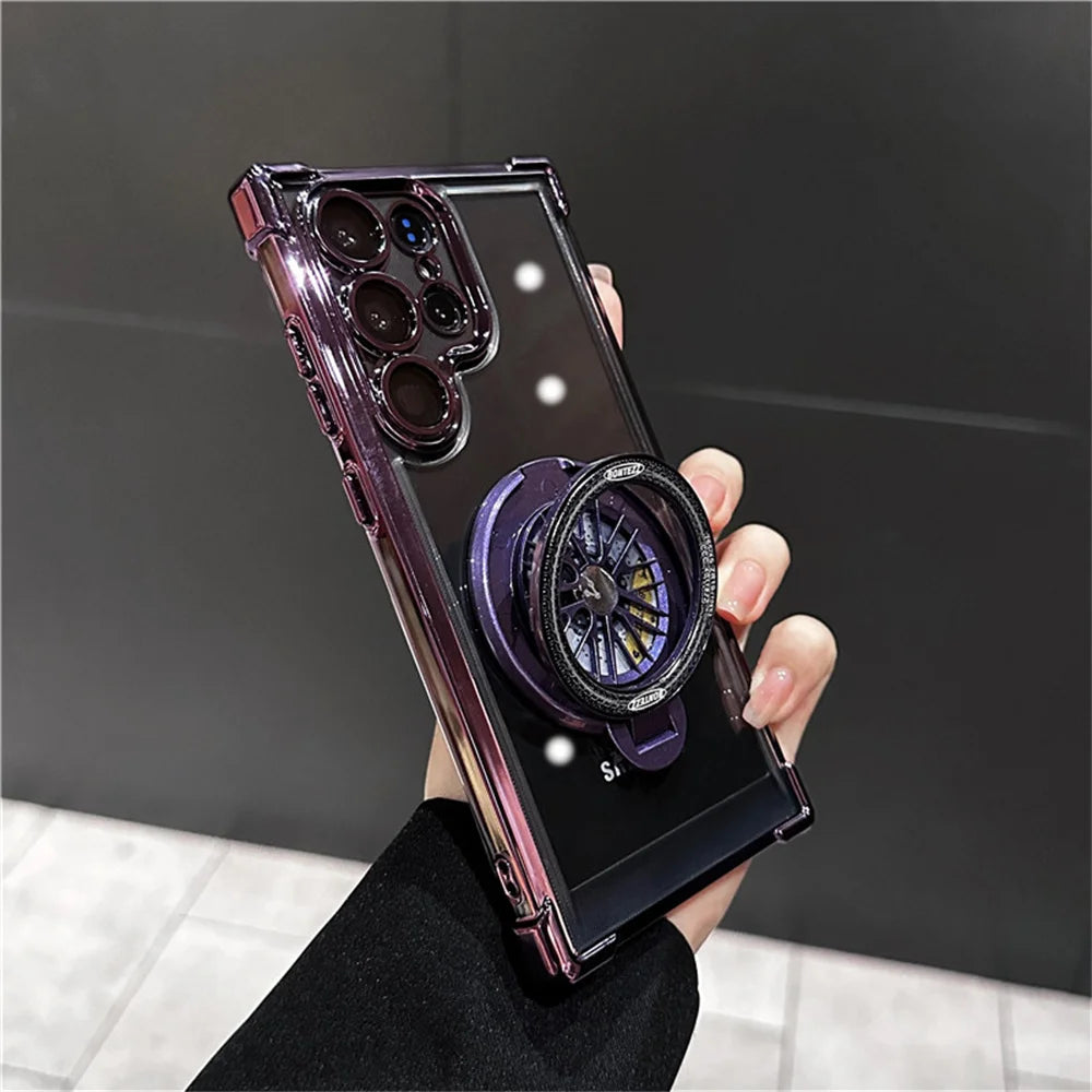 Shockproof Airbags Armor Magnetic Transparent Case for Samsung S25 S24 Ultra S23 Fe S22 Plus A16 A54 A34 A15 A25 A35 A55 A24 A53