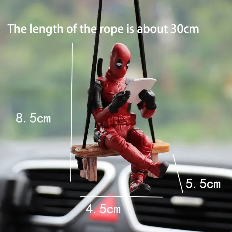 Cartoon Deadpool Car Pendant Rearview Mirror Pendant Interior Accessories Mini Model Toys Action Figures InteriorDecorationModel