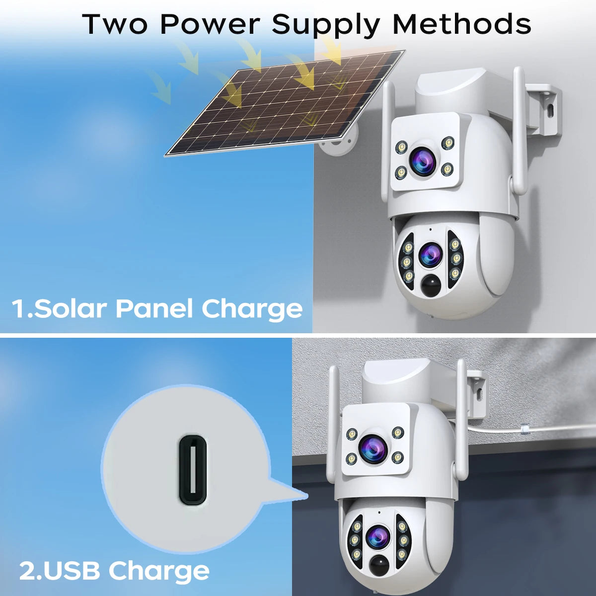 JOOAN 4K Solar Security Camera Wireless Outdoor Dual Lens Solar IP Camera PIR Color Night Vision Auto Tracking Battery CCTV Cam