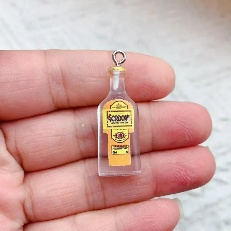 10pcs Mini Alcoholic Drink Bottle Resin Charms Popular Wine Bottles Pendant For Earring Keychain Diy Cute Jewelry Making