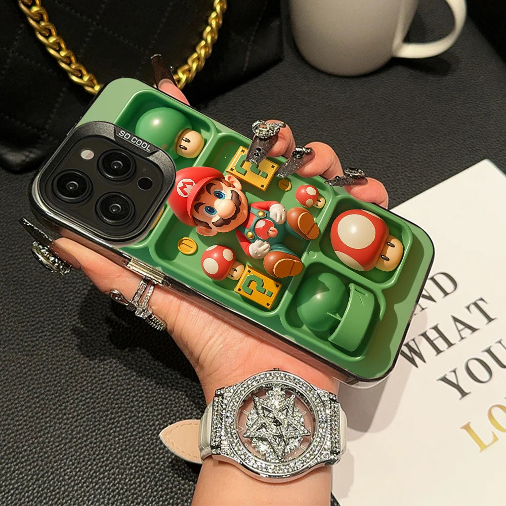 Super M-MarioS Bros Game Phone Case IMD Color Silver Shell For IPhone 16 15 14 13 12 11 Pro Max Plus