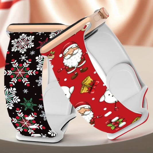Silicone Christmas Band for Apple Watch Ultra 3 Strap 49mm 46mm 41mm 42mm 44mm 45mm Sport Bracelet for iWatch 11 10 9 8 7 6 5
