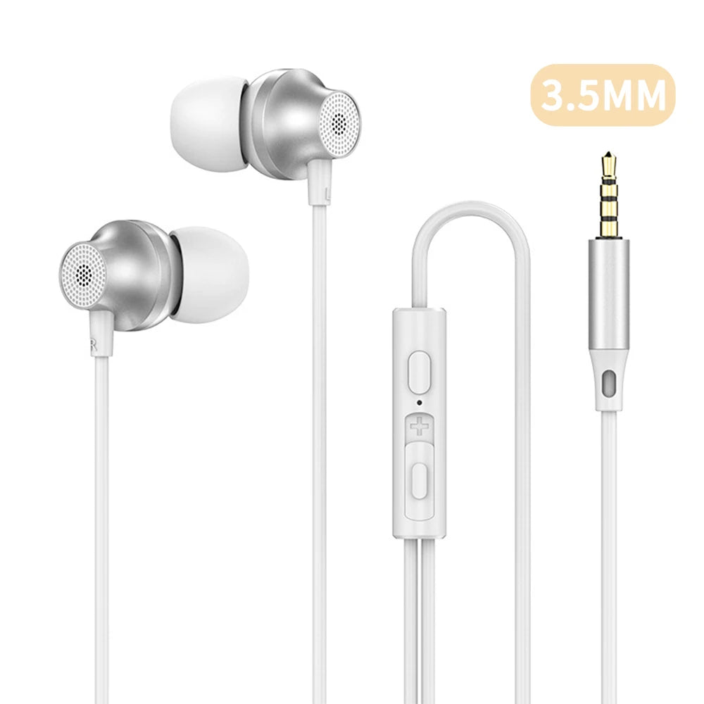 9D HIFI Heavy Bass Metal Wired Earphone Digital Type-C/3.5mm AUX With Mic In-Ear Earbuds Sport Music Headset For Samsung Android