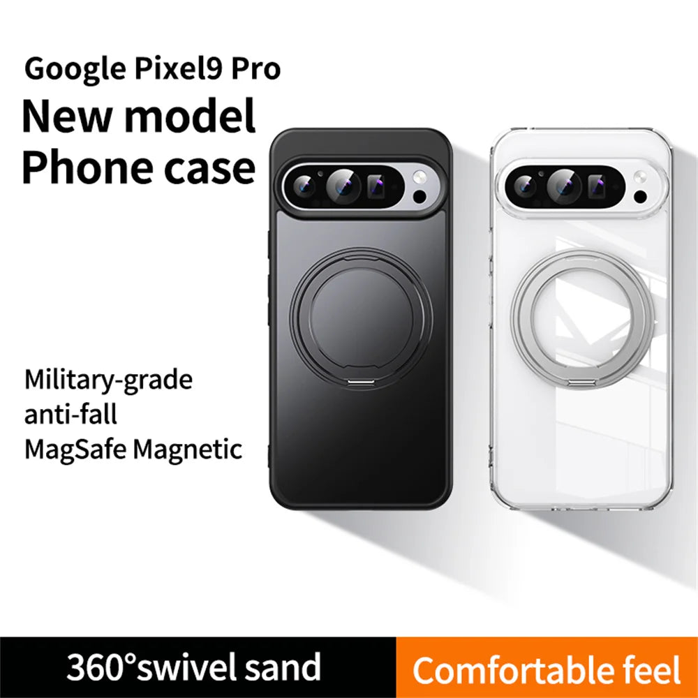 360°Rotating Stand Magnetic Phone Case For Google Pixel 10 9 8A 8 Pro XL Luxury Metal Folding Bracket Shockproof Protector Cover