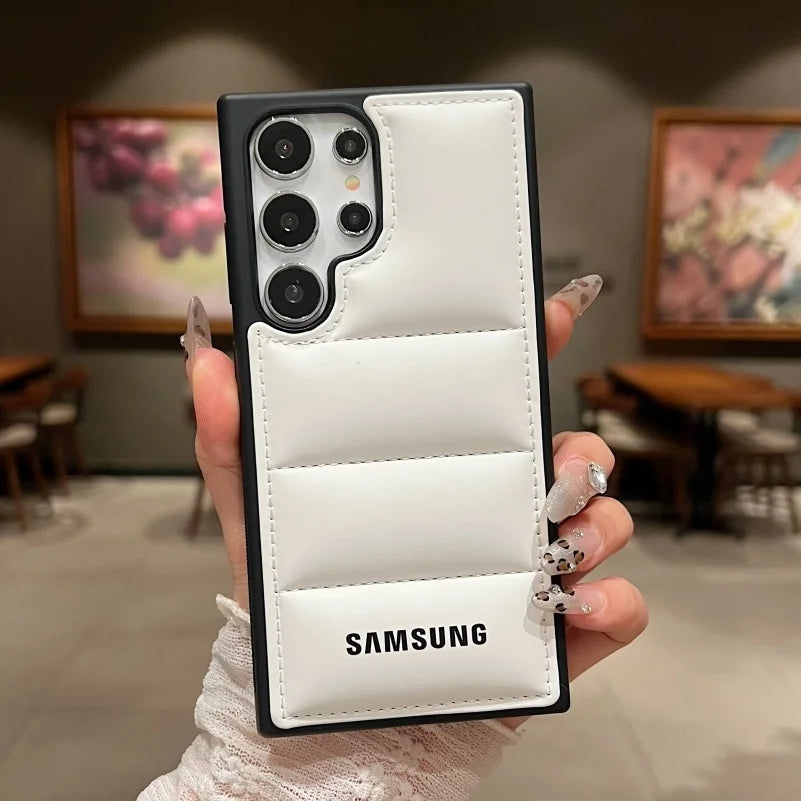 Luxury Down Jackets Air-Bags Silicone Phone Case Samsung Galaxy S25 S24 Ultra S23 S22 Ultra S25 Plus Shockproof Soft TPU Cover