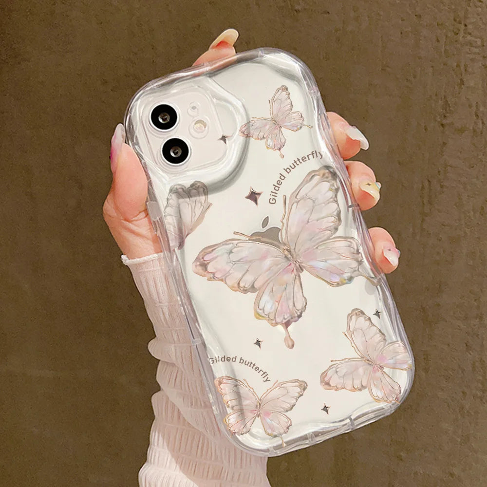 Clear Soft Curly Wave Case For Samsung A55 5G A54 A53 A52 A35 A34 A32 A24 A23 A22 A14 A13 A12 S24 Ultra S23 S22 S21 S20 FE Cover