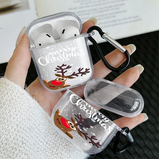Cute Elves and Christmas Deer Graphic Headphone Case for AirPods 1/2 3 4 for Airpods Pro2 and Pro Earphone Cover Gift for Family