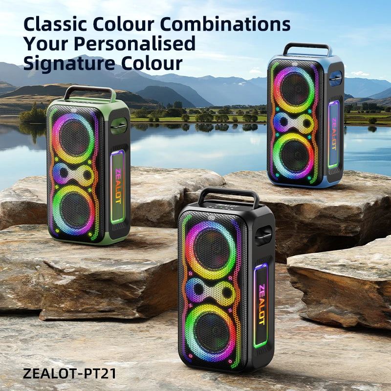 ZEALOT-PT21 200W Portable Bluetooth Speaker, Wireless Speaker IPX5 Waterproof Bluetooth Speakers with Subwoofer,Bass Boost