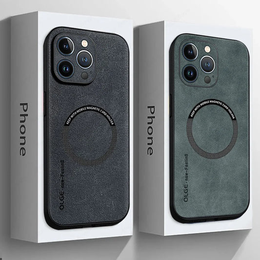 For Magsafe Luxury Leather Shockproof Phone Cases For iPhone 16 15 14 13 12 11 Pro Max 16e Plus Magnetic Wireless Charging Cover