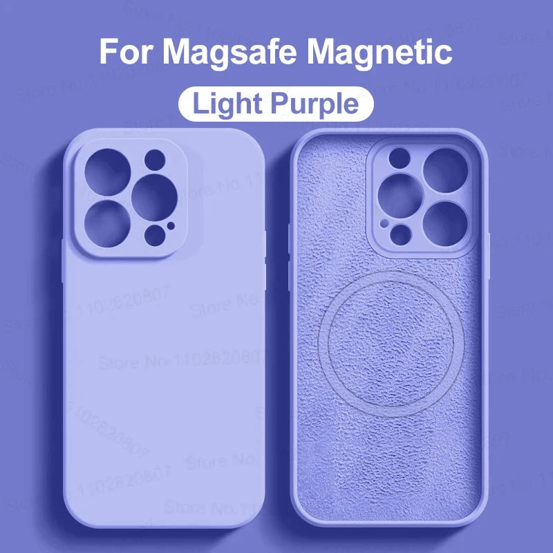 Liquid Silicone For Magsafe Magnetic Case For iPhone 16 15 14 12 11 13 Pro Max 16 Plus Wireless Charging Cover Phone Accessories