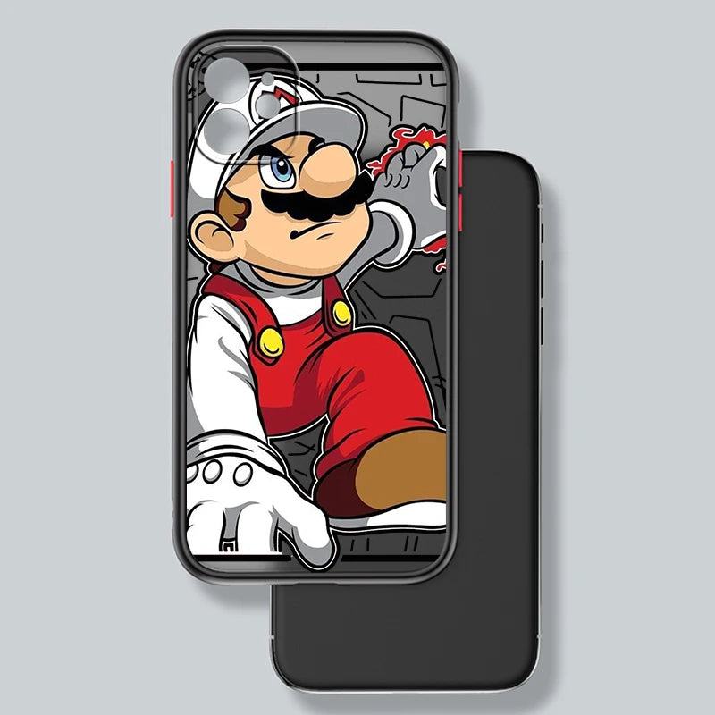 M-Marios Popular Cartoon Art Frosted Translucent For Apple iPhone 16 15 14 13 12 11 XS XR X Pro Max Plus Mini TPU Phone Case