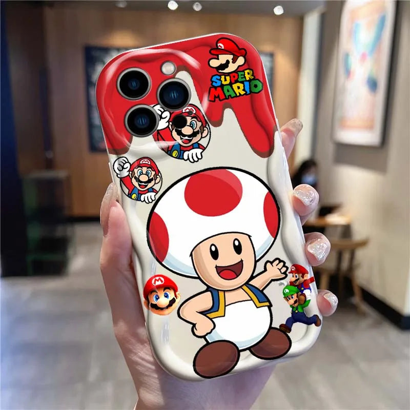 M-Marios Popular Cute Art For Apple iPhone 16 16E 15 14 13 12 11 XR XS X Pro Max Plus Wave Oil Cover Soft Funda Phone Case