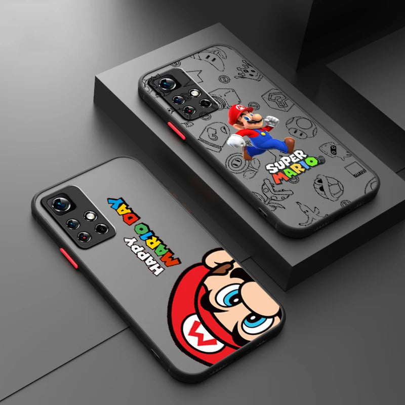 Anime Super M-Mario Cute Art Frosted Translucent For Redmi Note 13 12 12S 12T 11 11T 11E 10 10S 9 Pro Plus 5G Back Phone Case