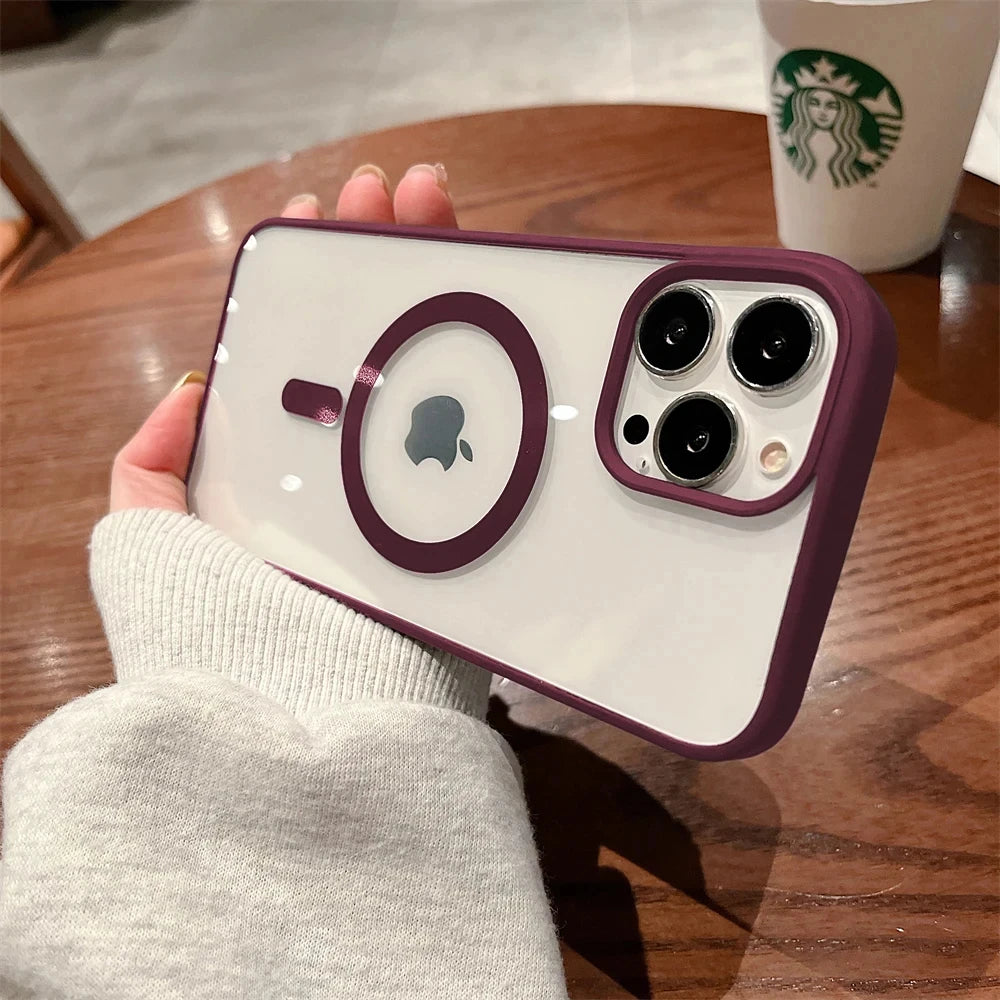 Luxury Clear Magnetic Wireless Charge For Magsafe Case For iPhone 16 15 13 12 11 Pro Max 15 14 Plus Phone Cases Shockproof Cover