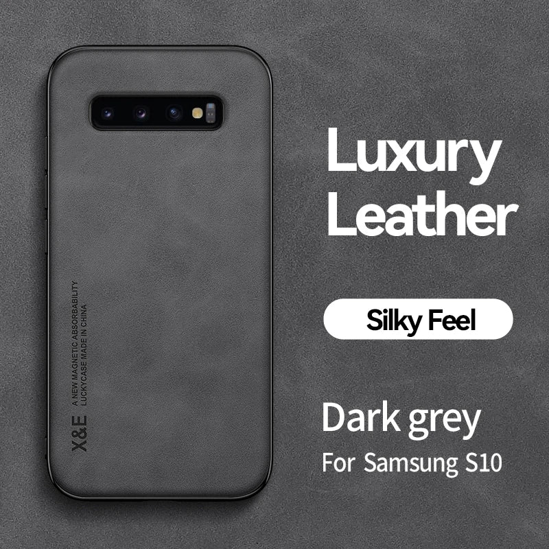 For Samsung Galaxy S8 S9 S10 Plus Case Luxury Leather Magnetic Car Holder Phone Case For Samsung S10E Note 8 9 10 Back Cover