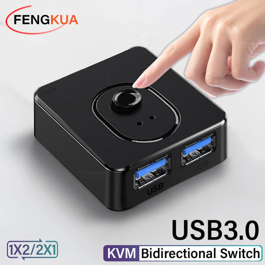 USB 3.0 Switcher KVM Switch 1x2/2x1 Bidirectional USB Hub for Computer Laptop to Keyboard Mouse Printer U Disk USB 2.0 Extender
