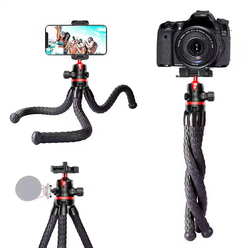 BSLIUFANG 2025 new Flexible Octopus Tripod 2in1 Design Tripod With Phone Holder Side Cold Shoe 1/4'' Screw for Phone Camera DSLR