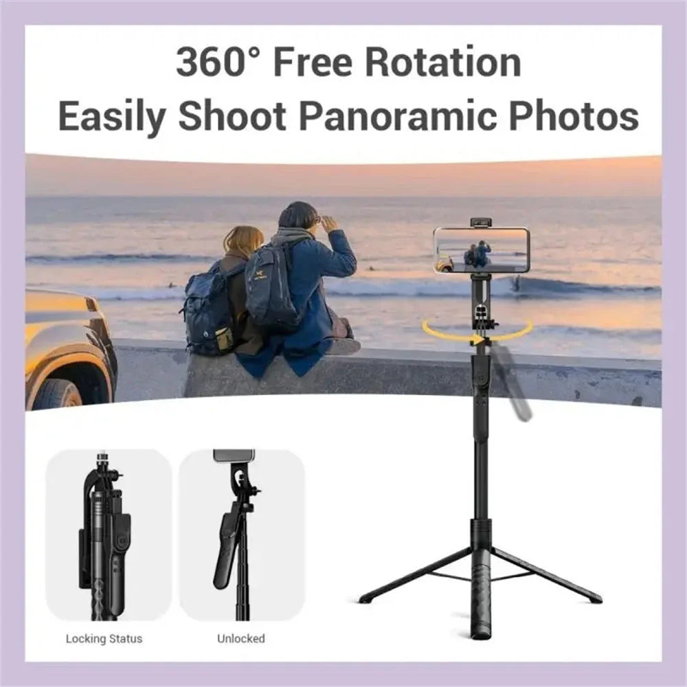 BSLIUFANG 2025 1.7M 360° rotation wireless convenient remote control selfie stick tripod foldable stand with light smartphone