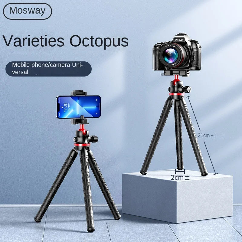 BSLIUFANG 2025 new Flexible Octopus Tripod 2in1 Design Tripod With Phone Holder Side Cold Shoe 1/4'' Screw for Phone Camera DSLR