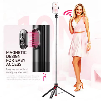 FANGTUOSI 2025 new 1.75M All In One Expandable Portable Phone Tripod Selfie Stick With Detachable BT Wireless Remote Compatible