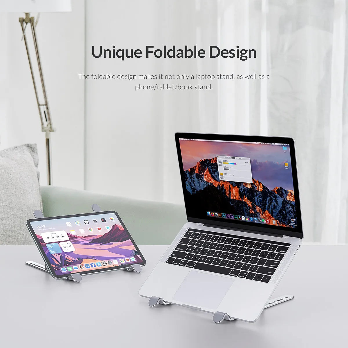 ORICO Foldable Laptop Stand Holder Riser Portable Adjustable Aluminum Notebook Stand Computer Stand 7 Angles for MacBook Tablets