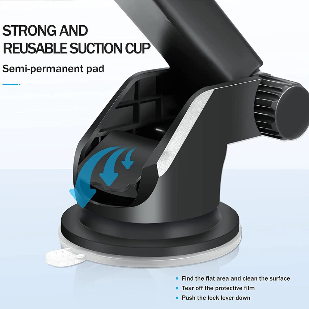 Car Phone Mount Long Arm Suction Cup Sucker Car Phone Holder Stand Mobile Cell Support For iPhone Xiaomi Redmi Samsung Huawei