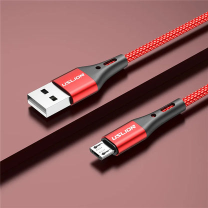 USLION 3A Micro USB Cable Fast Charging for Samsung Xiaomi Huawei Realme OPPO Android Mobile Phone USB Data Wire Cord 0.5/1/2/3M