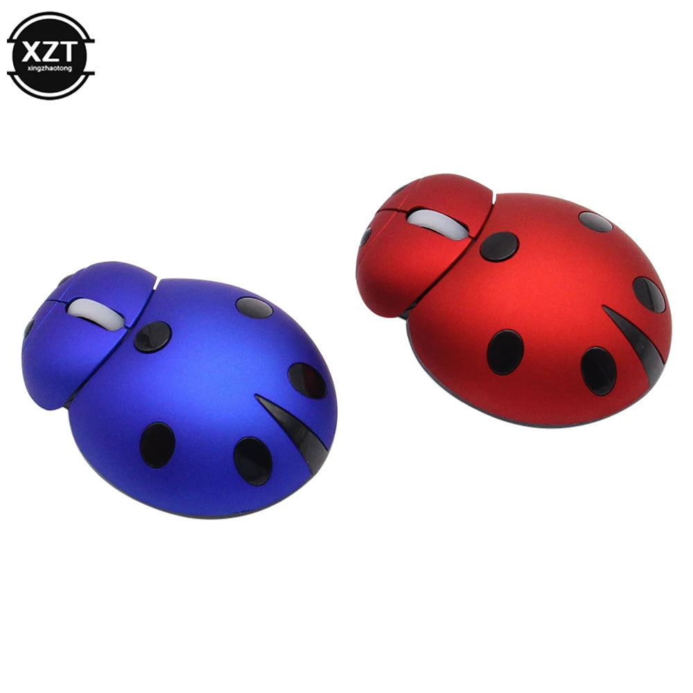 Wireless Laser Mini Ergonomic Computer Mouse Portable Creative Ladybug Shape Cute Usb Animal Mause Gift PC Mice For Laptop