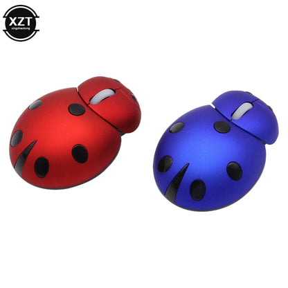 Wireless Laser Mini Ergonomic Computer Mouse Portable Creative Ladybug Shape Cute Usb Animal Mause Gift PC Mice For Laptop