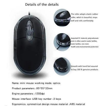 1Pcs Wired USB Optical 3-Button Mouse Computer Easy For Home Laptop Mouse Pc 2020 Use Computer Notebook Mice Office Accesso V6M3