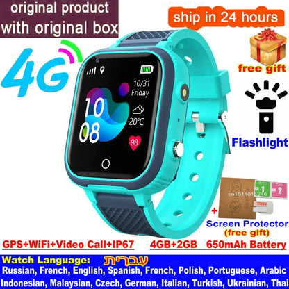 New 4G Smart Watch Kids GPS WIFI Video Call SOS IP67 Waterproof LT21 Child Smartwatch Camera Voice Monitor Tracker Location