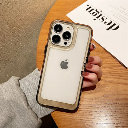 Transparent Shockproof Hard Acrylic Case For iPhone 16 E 15 14 13 12 Mini 11 Pro XS Max X XR 7 8 Plus Silicone Bumper Clear Capa