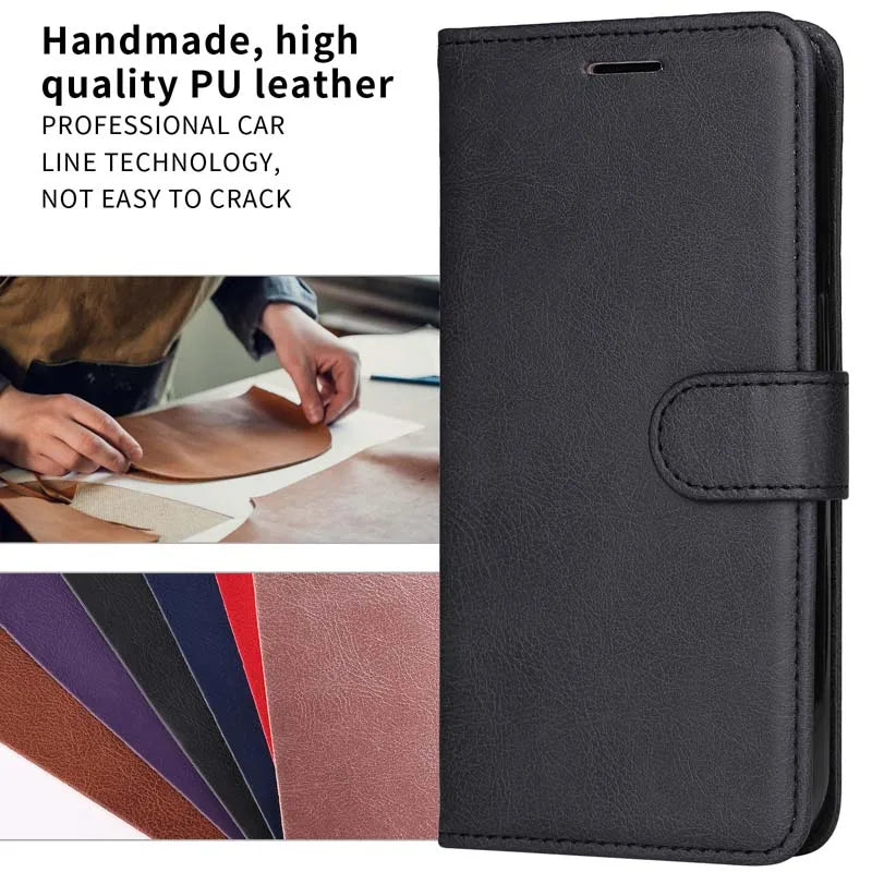 Leather Case For iPhone 17 Air 11 12 13 14 15 16e 16 Pro Max XS XR X 6S 7 Plus 8 SE 2020 Mini Magnetic Flip Wallet Phone Cover