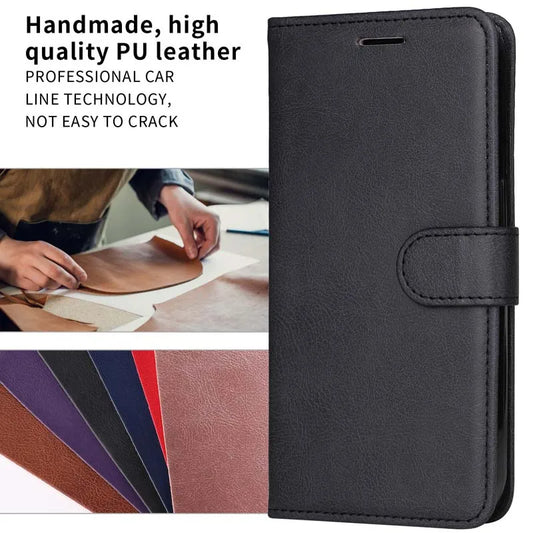 Leather Case For iPhone 17 Air 11 12 13 14 15 16e 16 Pro Max XS XR X 6S 7 Plus 8 SE 2020 Mini Magnetic Flip Wallet Phone Cover