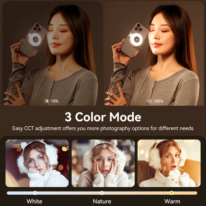 Ulanzi LM19 Mobile Phone Selfie Light Bi-color Pocket LED Magnetic Mini Ring Lamp Photography For iPhone 16 15 Apple 14 13 Pro