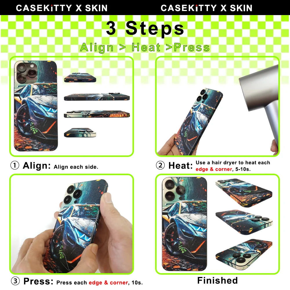 CASEKiTTY Skin Wrap For iPhone 15 Pro Max Sticker 16 14 Plus Back Cover Film 12 13 Mini Protective Decal Side Frame Protector