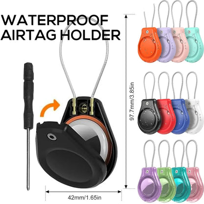 Waterproof AirTag Keychain Holder tag Lock Case Wire Cable,  Anti-Lost Protective Case with Keyring for Luggage, Key, Backpack