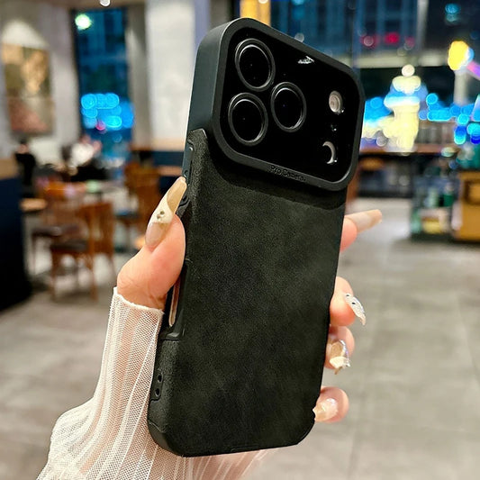 Luxury Leather Lambskin Shockproof Phone Case For iPhone 17 16 Pro Max 17Air 15 14 Plus 13 12 11 XS Max X XR 7 8 SE2 Matte Cover