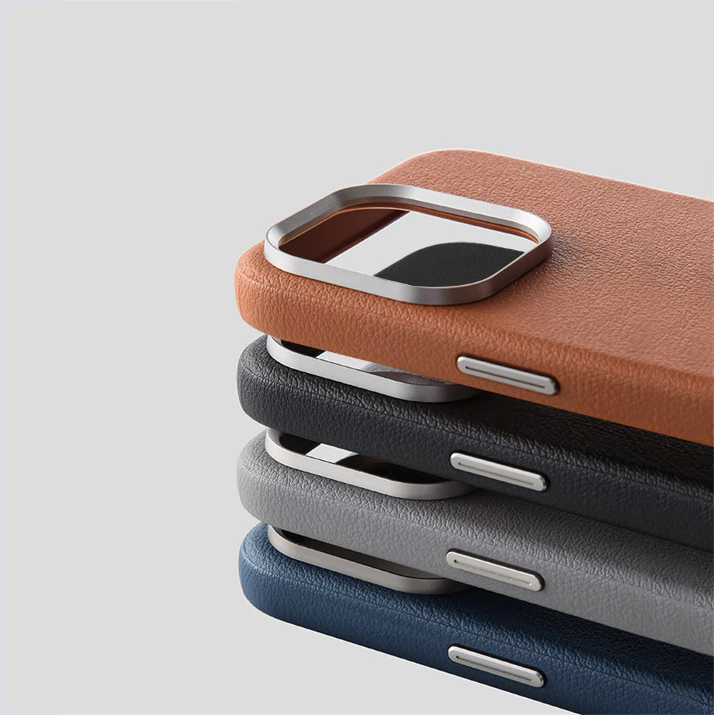 Luxury Business PU Leather Magnetic Case For iPhone 16 Plus 15 14 Pro Max Light Thin Magsafe Wireless Charge Shockproof Cover