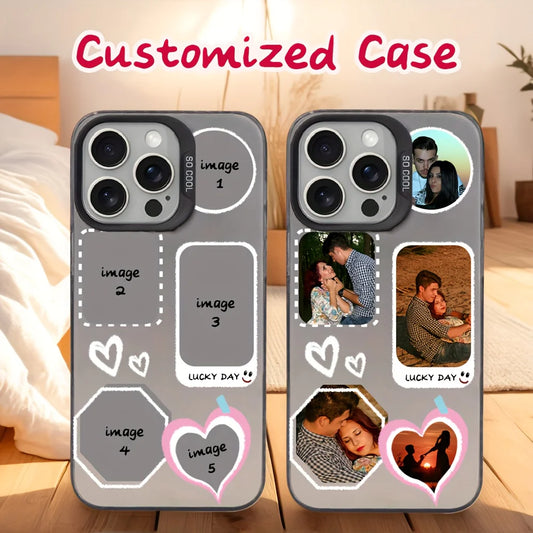 For iPhone 16 16e 15 14 13 12 11 Pro Max Mini SE 2020 2022 XS XR 7 8 Plus DIY couple photo customized design IMD shockproof case