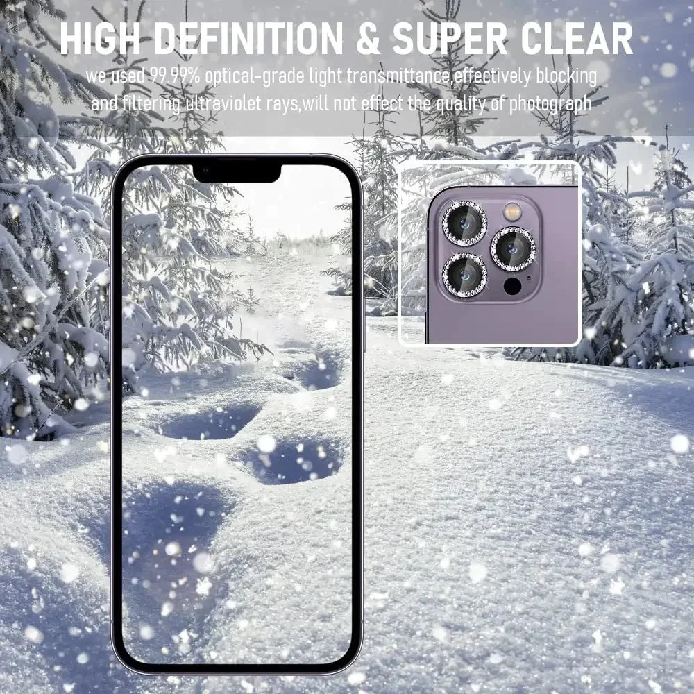 Diamond Tempered Glass Lens Full Cover Camera Lens Screen Protector For iPhone 15 14 13 12 Pro Max Cover Camera Lens Protector