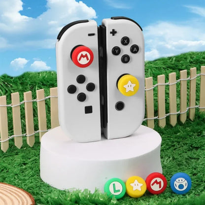 4pcs Super Mario Silicone Thumb Stick Grip for Nintendo Switch Ns Oled Joystick Controller Cover Protective Case Accessories