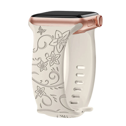 Strap For Apple Watch Band 40mm 44mm 41mm 49mm 45mm 46mm 42mm Silicone Engraved Bracelet iwatch Series ultra 2 10 9 SE 8 7 6 5 4