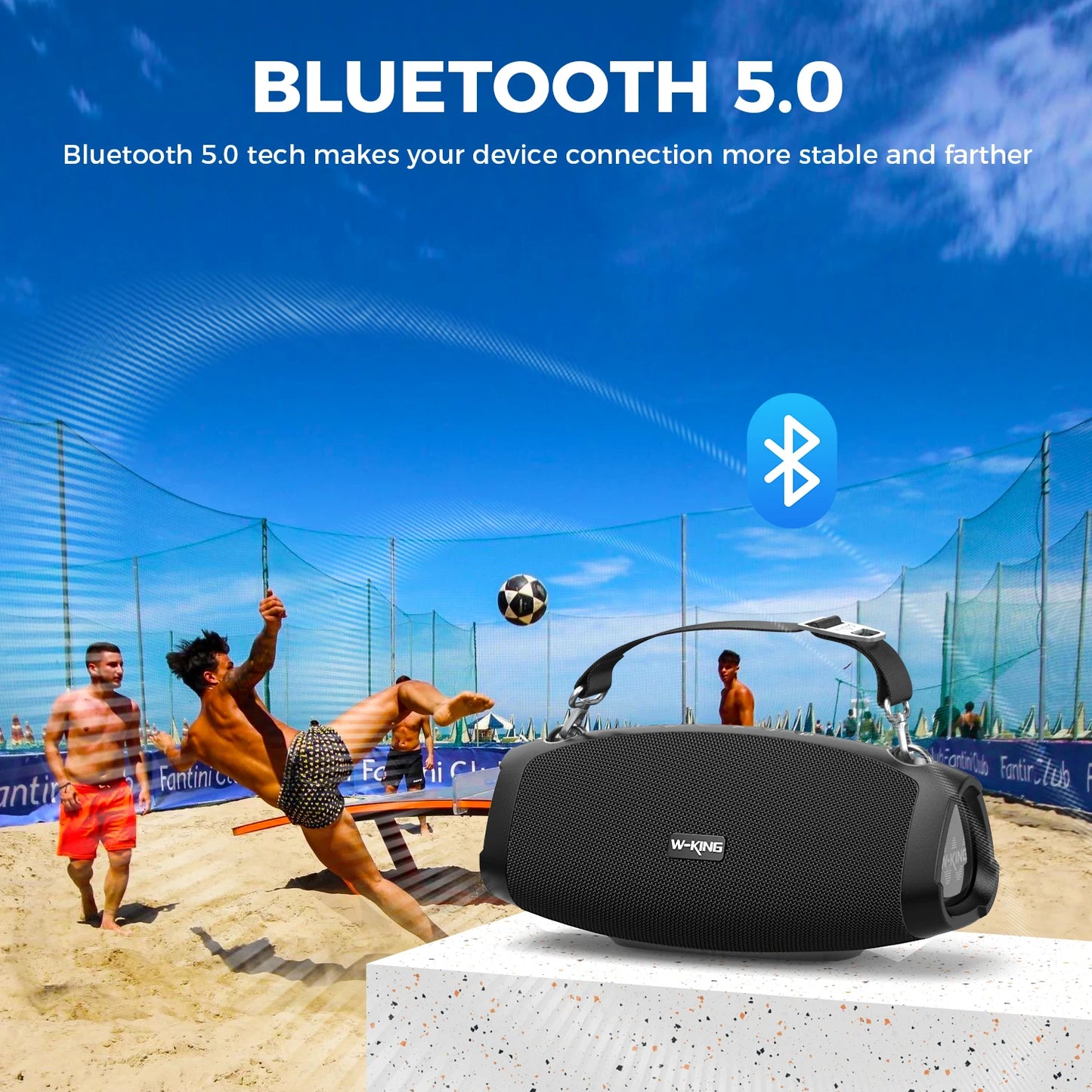 W-KING (120W PEAK)70W Portable Loud Bluetooth Speakers with Wireless Microphone,  Waterproof Outdoor Wireless Bluetooth