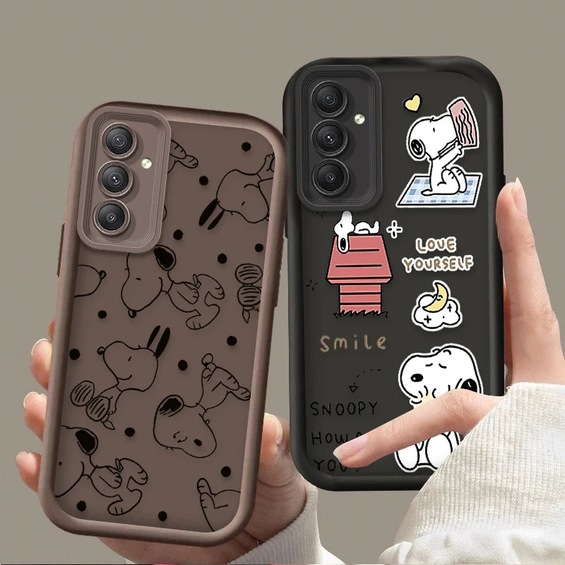 Cute Anime S-Snoopys Case For Samsung Galaxy S24 S25 S23 Ultra S22 S21 Plus FE A36 A56 A26 A16 A06 A15 A25 A35 A55 5G Back Cover