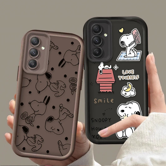 Cute Anime S-Snoopys Case For Samsung Galaxy S24 S25 S23 Ultra S22 S21 Plus FE A36 A56 A26 A16 A06 A15 A25 A35 A55 5G Back Cover