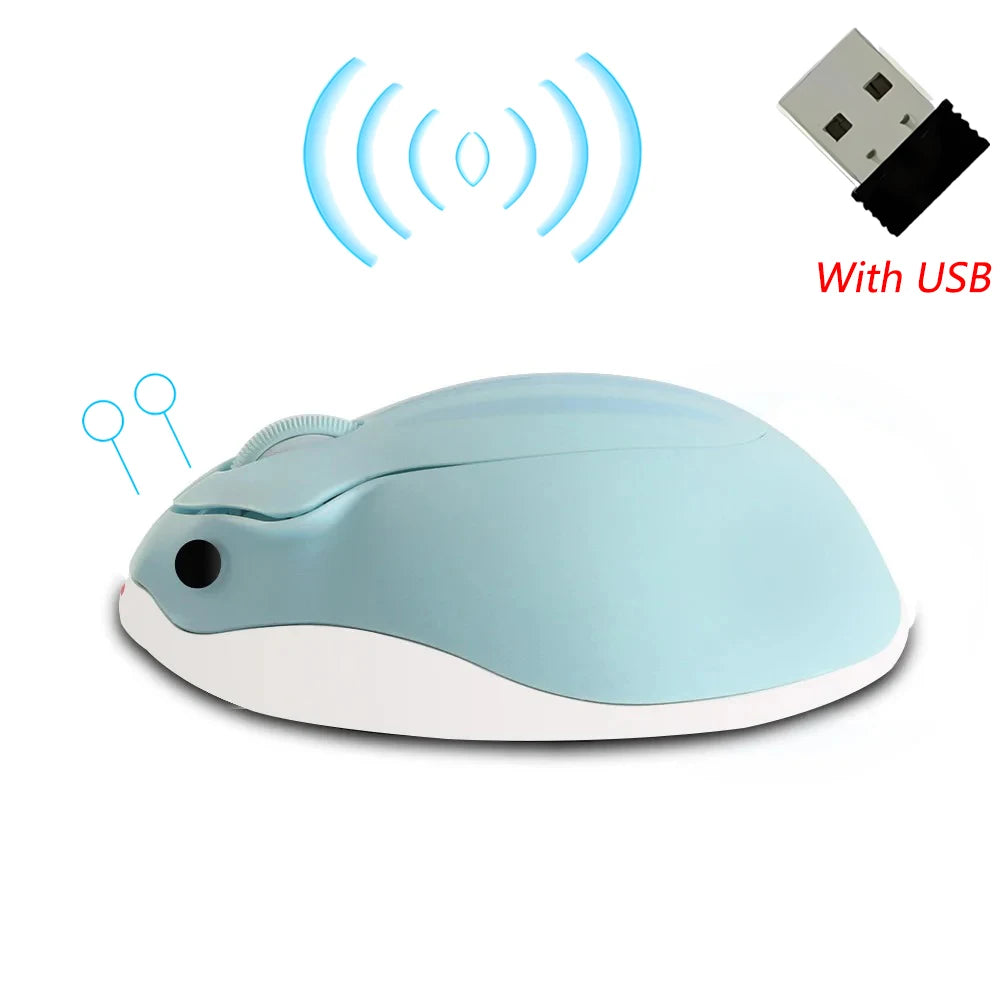 Cute Cartoon Hamster Shape Creative Mouse Bluetooth/2.4G Mini Wireless Mute Ergonomic Optical Mice PC Laptop Desktop Universal